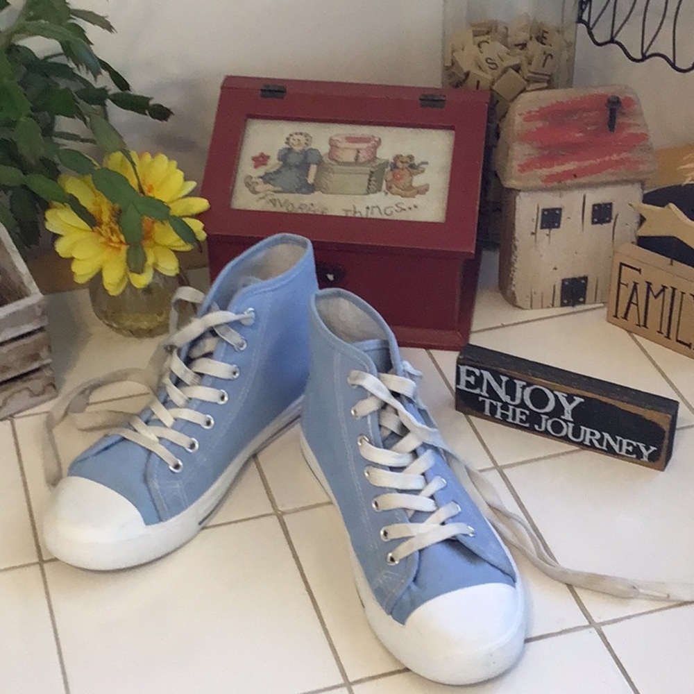 ‘Josiny’ Baby Blue Lace-Up Hi-Top Sneakers